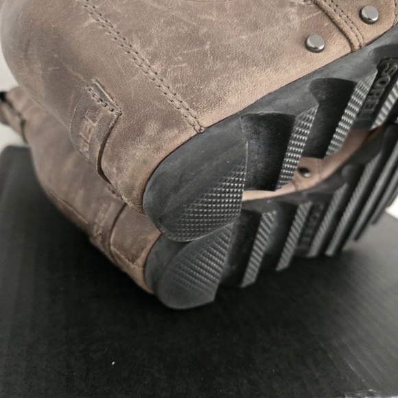 Sorel Lea Wedge Leather Boots Brown Gray Black Kettle Taupe Size 7.5 NL2334 - Picture 9 of 10